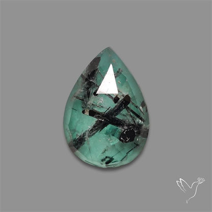 Black Tourmalinated Quartz Chrome Chalcedony Doublet Rose Cut