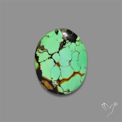 Rare Natural Green Hubei Turquoise Cabochon (uneven at back)