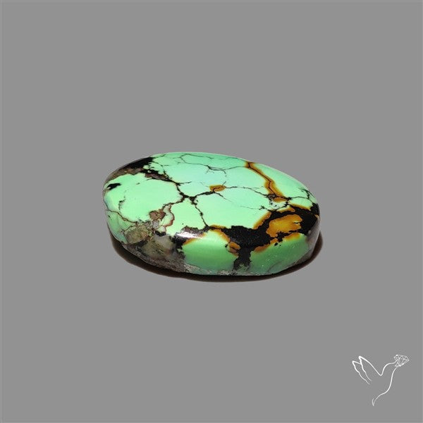 Rare Natural Green Hubei Turquoise Cabochon (uneven at back)