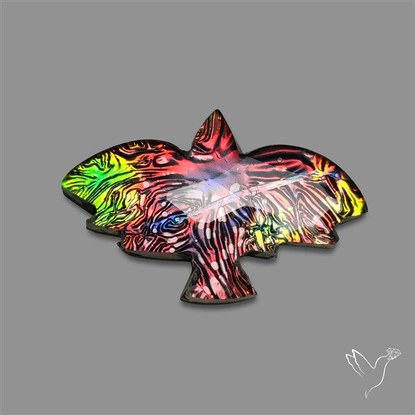 Rose Cut Dichroic Glass Eagle Doublet (handcarved)