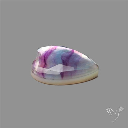 Rose Cut Purple Fluorite With Mother Of Pearl Heart Doublet