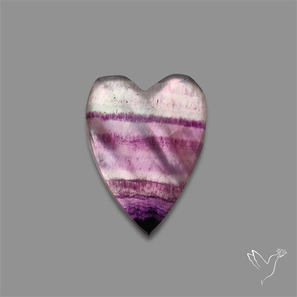 Rose Cut Purple Fluorite With Mother Of Pearl Heart Doublet