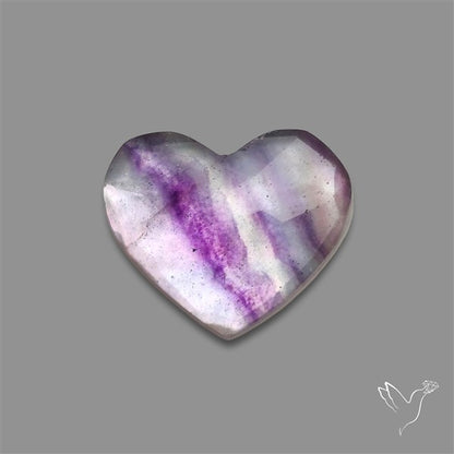 Rose Cut Purple Fluorite With Mother Of Pearl Heart Doublet