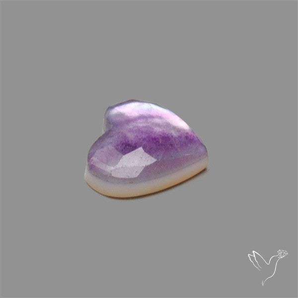 Rose Cut Purple Fluorite With Mother Of Pearl Heart Doublet