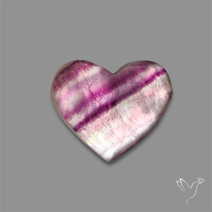 Rose Cut Purple Fluorite With Mother Of Pearl Heart Doublet