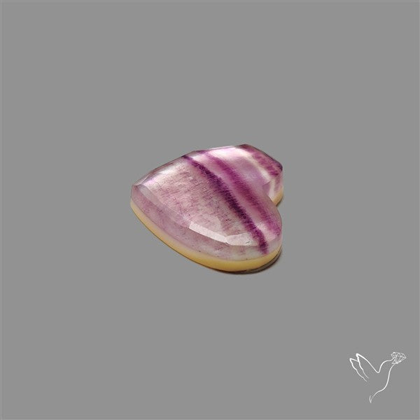 Rose Cut Purple Fluorite With Mother Of Pearl Heart Doublet