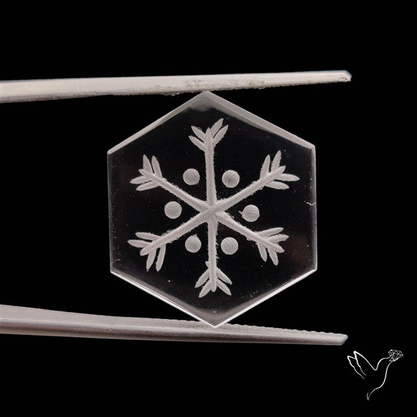 Himalayan Quartz Handcarved Snowflake Reverse Intaglio Carving