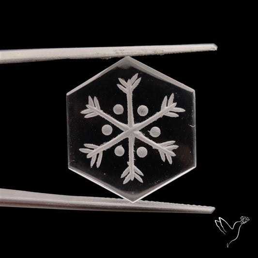 Himalayan Quartz Handcarved Snowflake Reverse Intaglio Carving