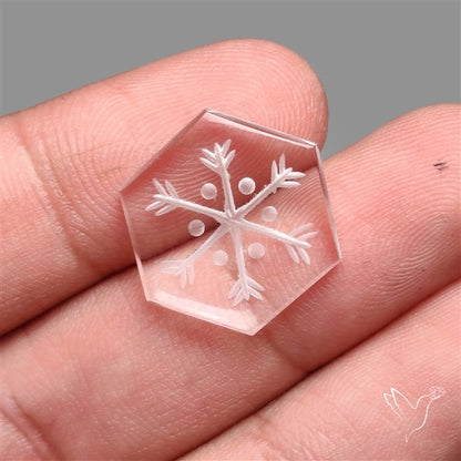 Himalayan Quartz Handcarved Snowflake Reverse Intaglio Carving