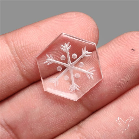 Himalayan Quartz Handcarved Snowflake Reverse Intaglio Carving