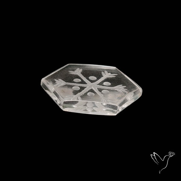 Himalayan Quartz Handcarved Snowflake Reverse Intaglio Carving