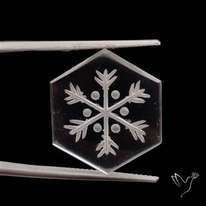 Himalayan Quartz Handcarved Snowflake Reverse Intaglio Carving
