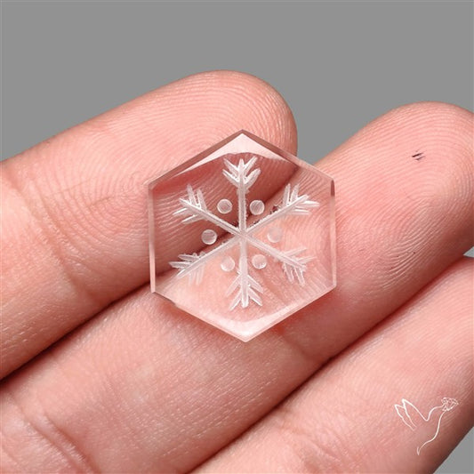 Himalayan Quartz Handcarved Snowflake Reverse Intaglio Carving