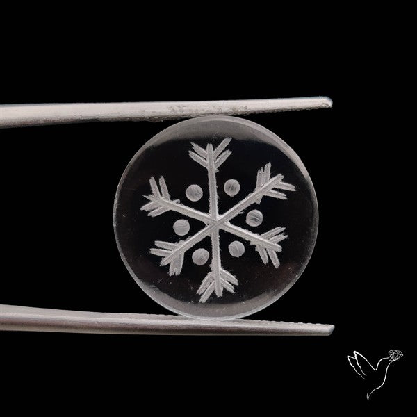 Himalayan Quartz Handcarved Snowflake Reverse Intaglio Carving