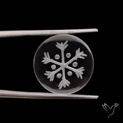 Himalayan Quartz Handcarved Snowflake Reverse Intaglio Carving