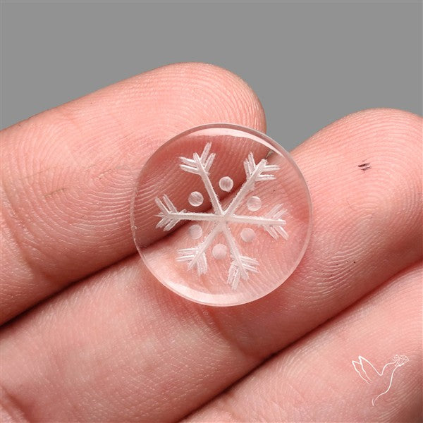Himalayan Quartz Handcarved Snowflake Reverse Intaglio Carving
