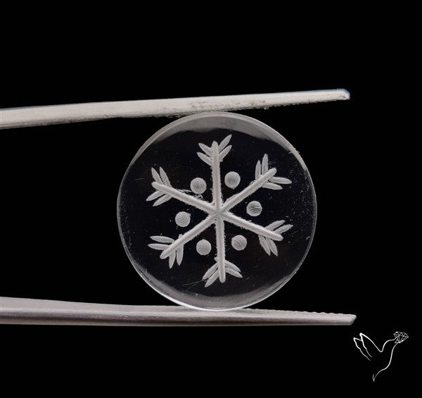 Himalayan Quartz Handcarved Snowflake Reverse Intaglio Carving