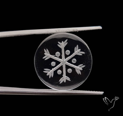 Himalayan Quartz Handcarved Snowflake Reverse Intaglio Carving