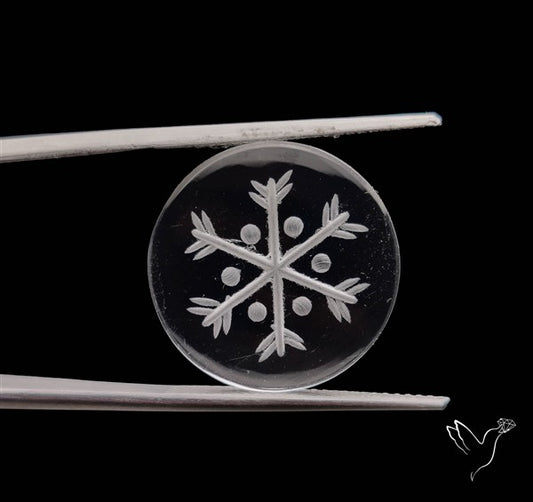 Himalayan Quartz Handcarved Snowflake Reverse Intaglio Carving