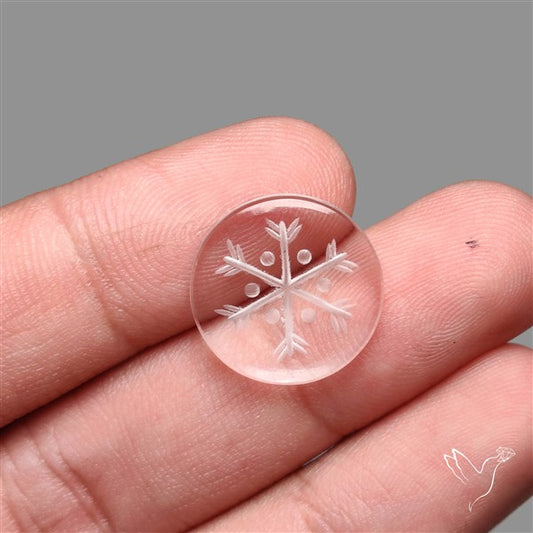 Himalayan Quartz Handcarved Snowflake Reverse Intaglio Carving