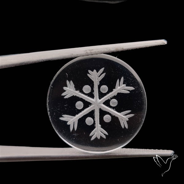 Himalayan Quartz Handcarved Snowflake Reverse Intaglio Carving