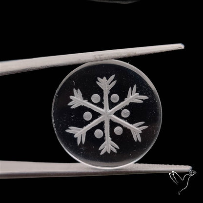 Himalayan Quartz Handcarved Snowflake Reverse Intaglio Carving