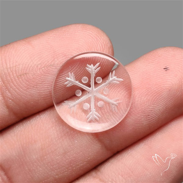 Himalayan Quartz Handcarved Snowflake Reverse Intaglio Carving