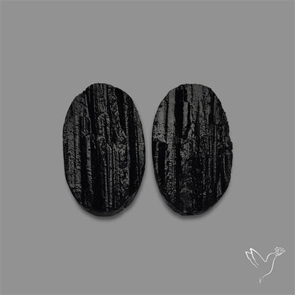 Raw Face Black Tourmaline Pair