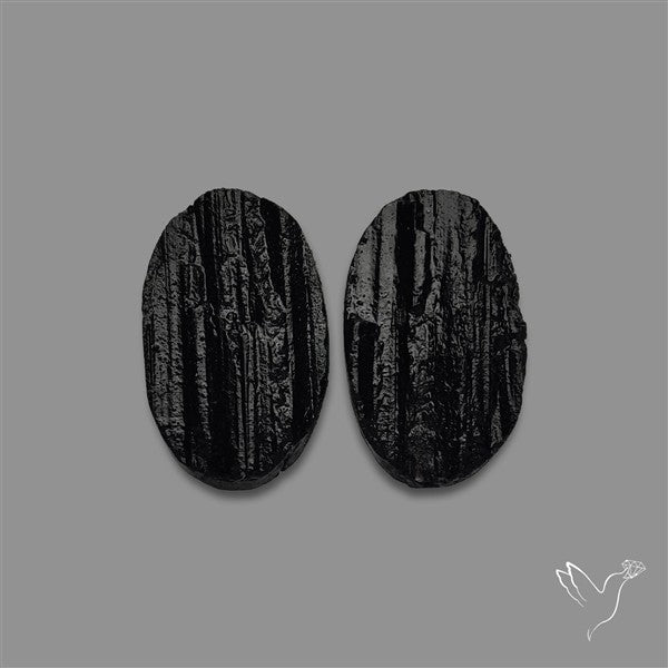 Raw Face Black Tourmaline Pair