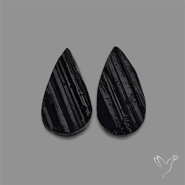 Raw Face Black Tourmaline Pair