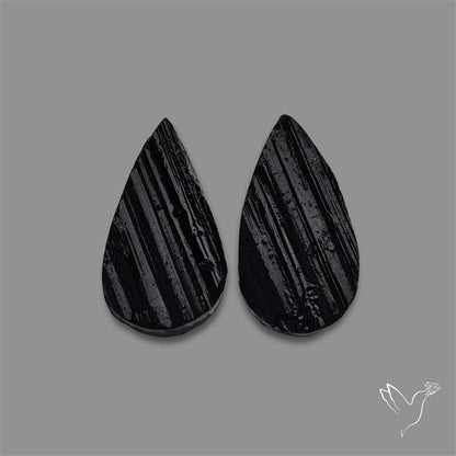 Raw Face Black Tourmaline Pair