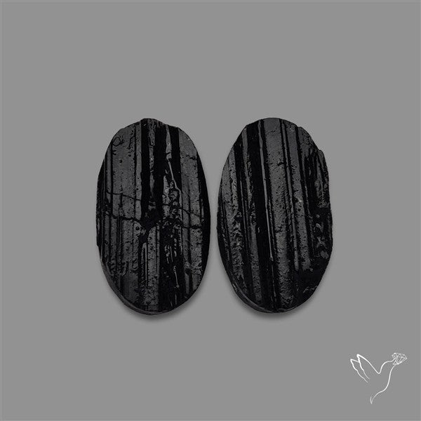 Raw Face Black Tourmaline Pair