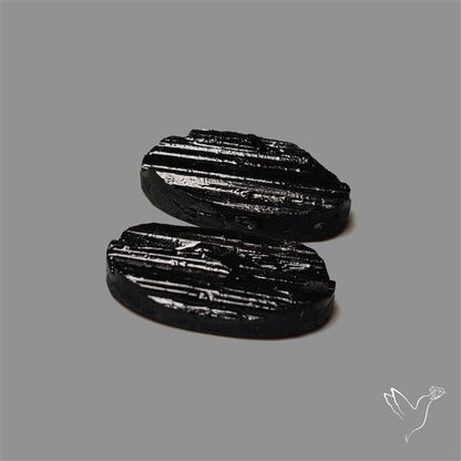 Raw Face Black Tourmaline Pair