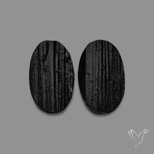 Raw Face Black Tourmaline Pair