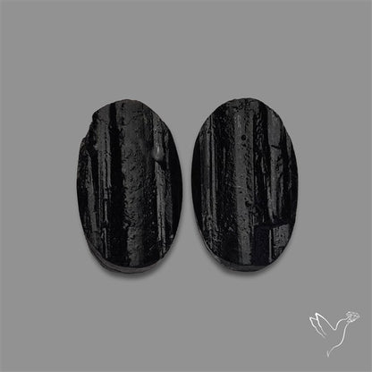 Raw Face Black Tourmaline Pair