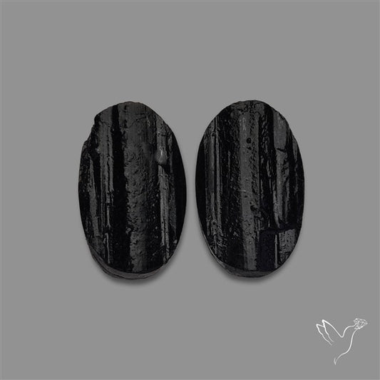 Raw Face Black Tourmaline Pair