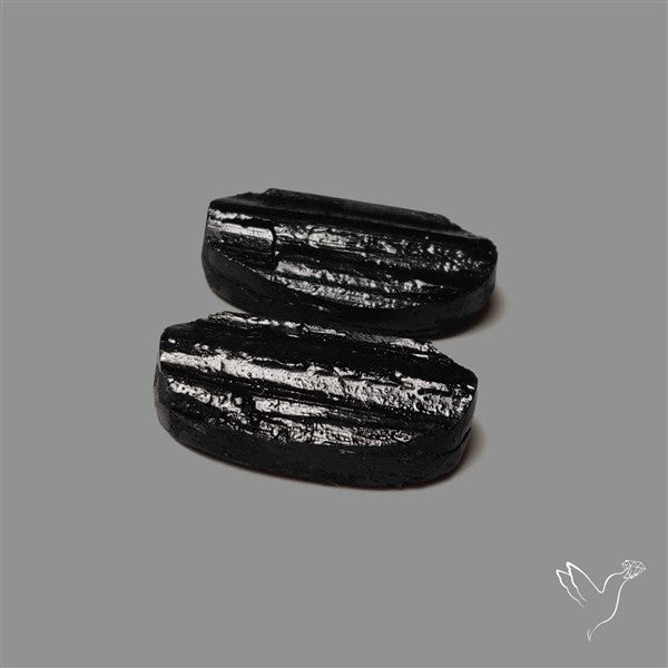 Raw Face Black Tourmaline Pair