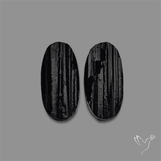 Raw Face Black Tourmaline Pair