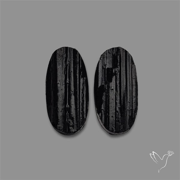 Raw Face Black Tourmaline Pair