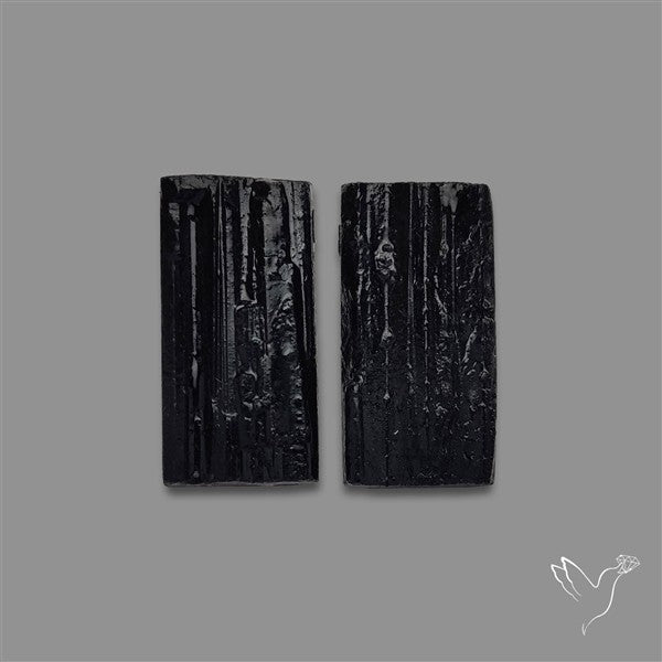 Raw Face Black Tourmaline Pair