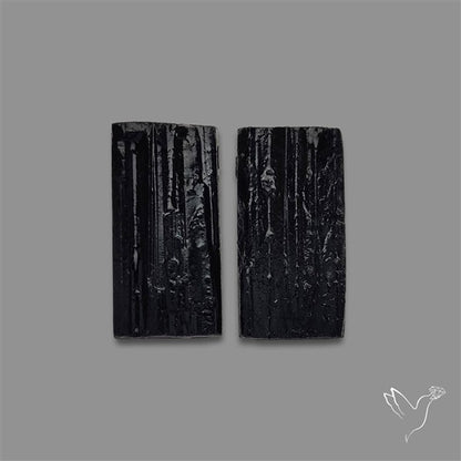Raw Face Black Tourmaline Pair