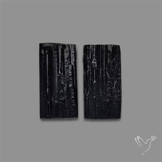Raw Face Black Tourmaline Pair