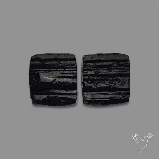 Raw Face Black Tourmaline Pair