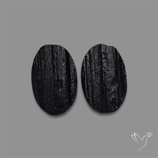 Raw Face Black Tourmaline Pair