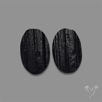Raw Face Black Tourmaline Pair