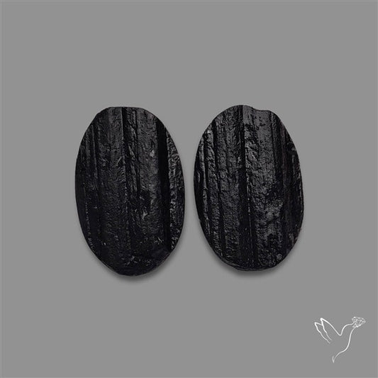 Raw Face Black Tourmaline Pair