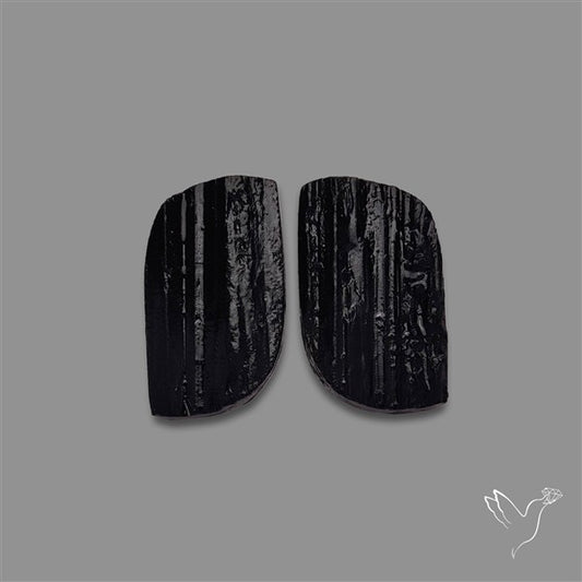 Raw Face Black Tourmaline Pair