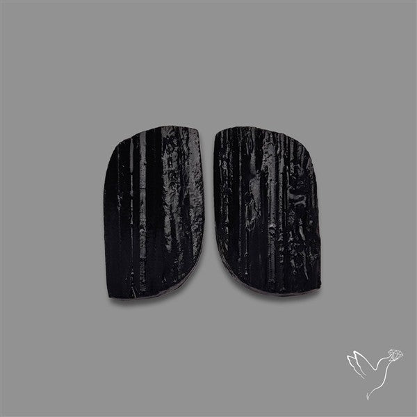 Raw Face Black Tourmaline Pair