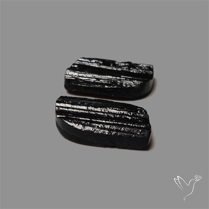 Raw Face Black Tourmaline Pair