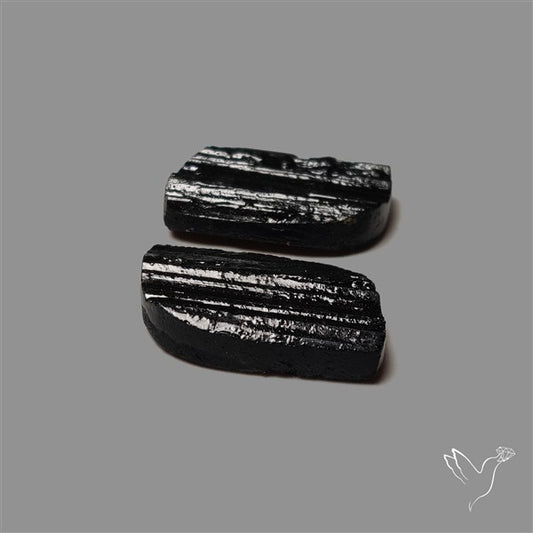 Raw Face Black Tourmaline Pair